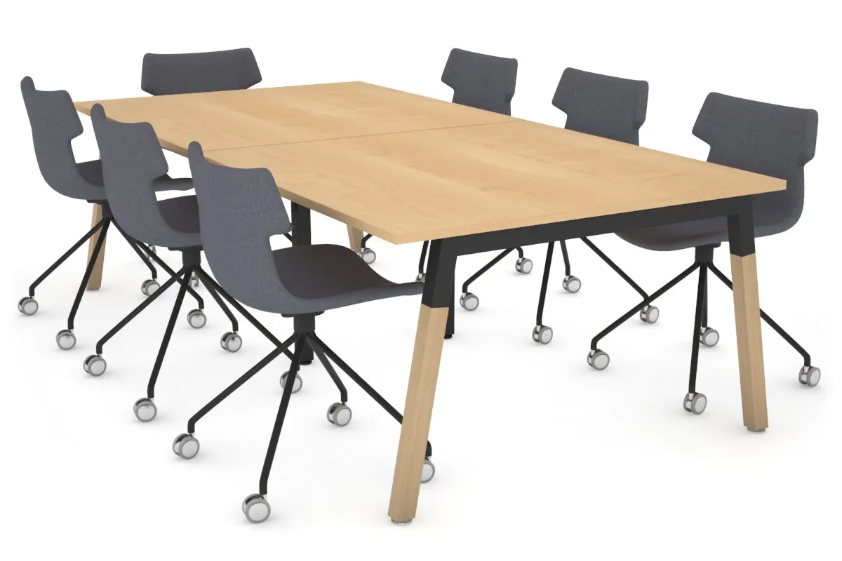 Quadro A Legs Modern Boardroom Table - Wood Legs Cross Beam [2400L x 1200W]