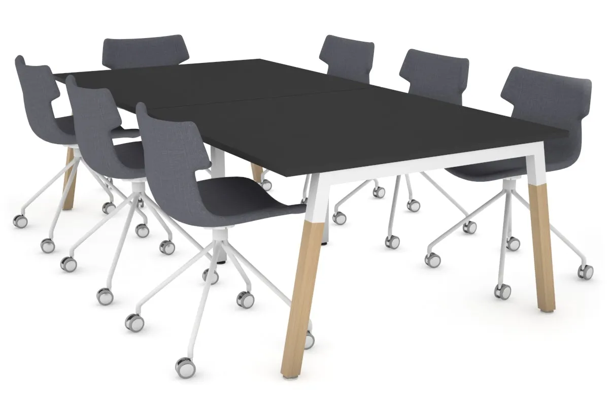 Quadro A Legs Modern Boardroom Table - Wood Legs Cross Beam [2400L x 1200W]
