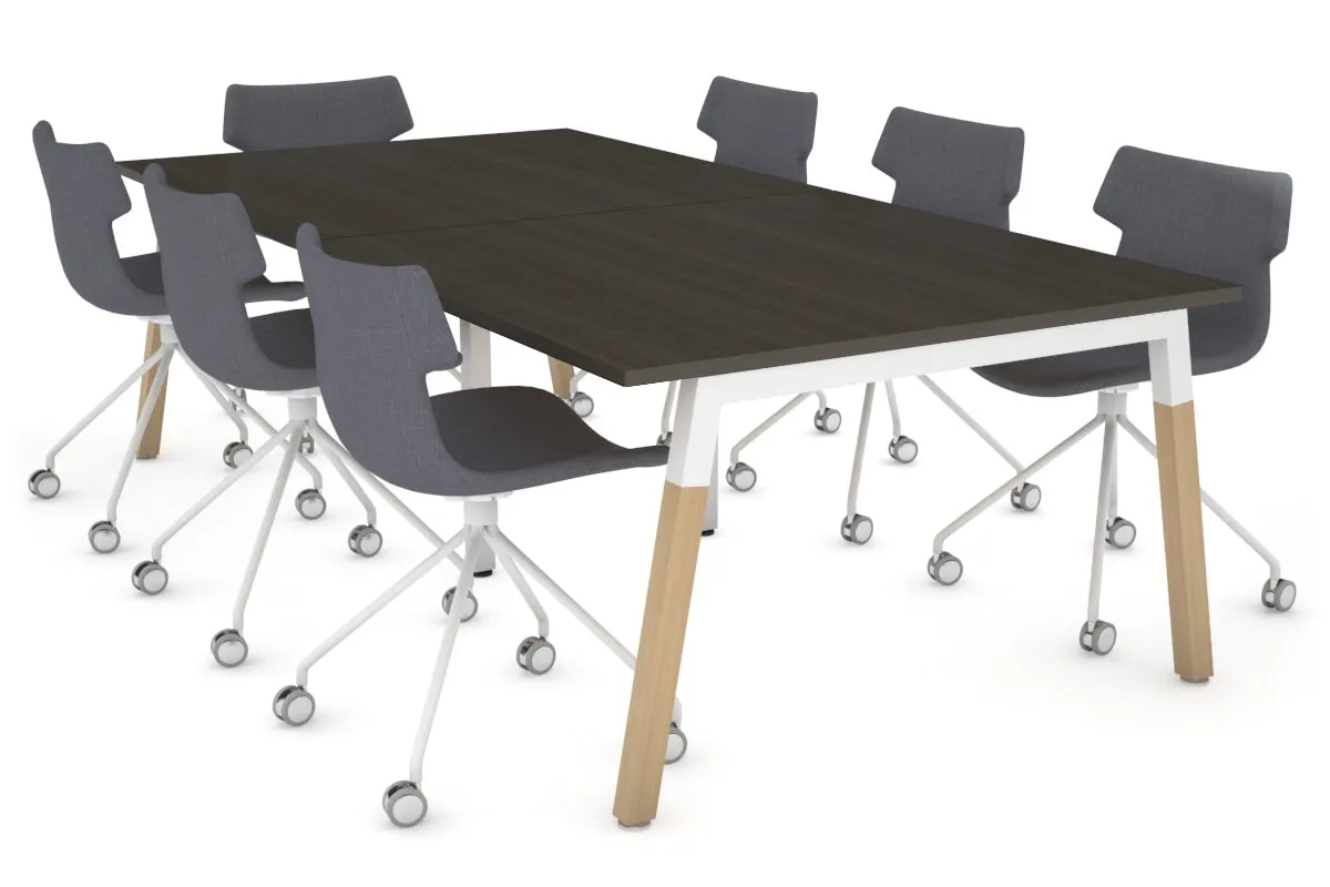 Quadro A Legs Modern Boardroom Table - Wood Legs Cross Beam [2400L x 1200W]