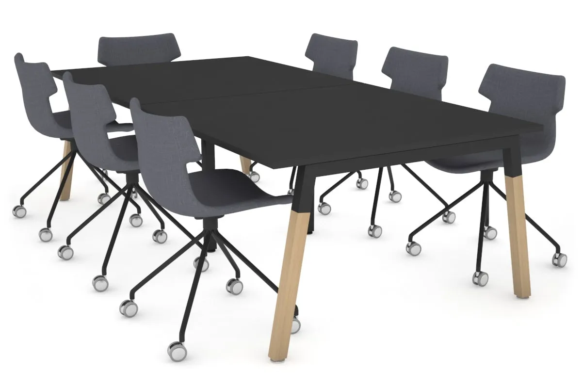 Quadro A Legs Modern Boardroom Table - Wood Legs Cross Beam [2400L x 1200W]