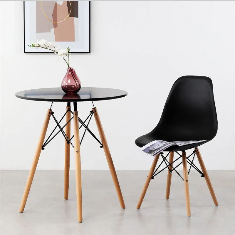 Round Wooden Legs Round Table T08-80 -Black