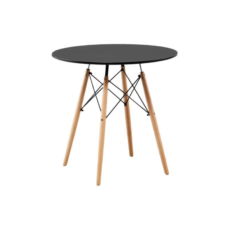 Round Wooden Legs Round Table T08-80 -Black