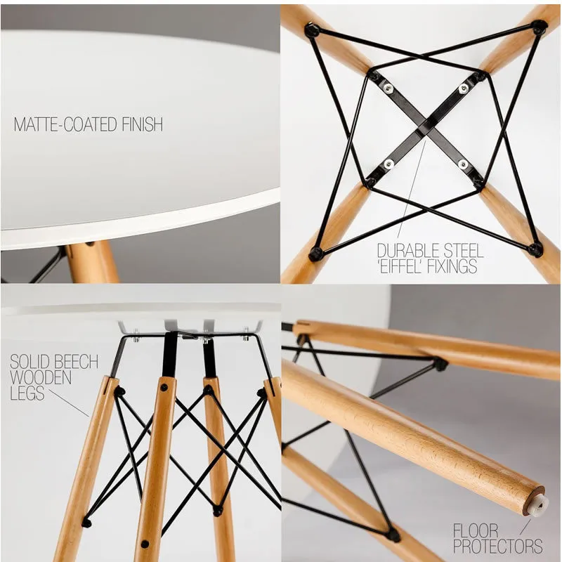 Round Wooden Legs Round Table T08-80 -Black