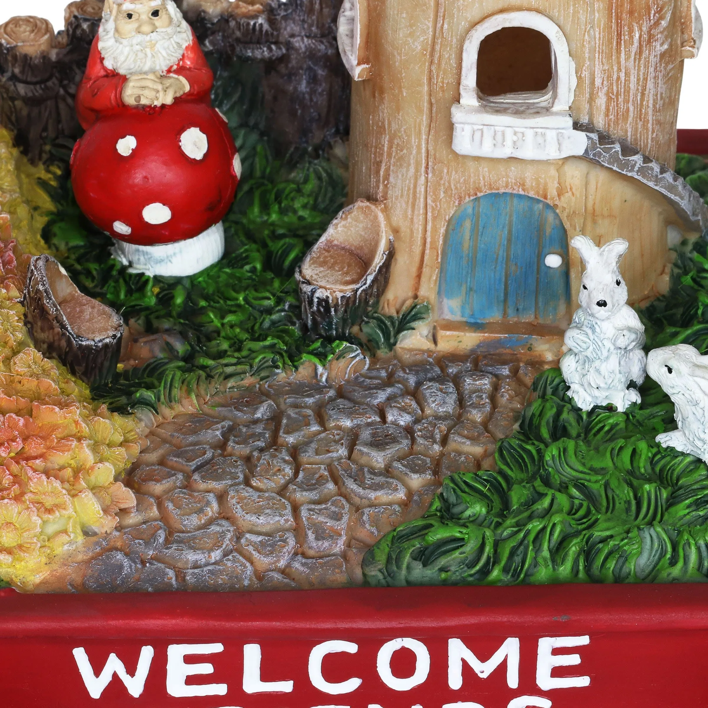 Solar Red Wagon with Mini Garden Statue, 6.5 by 8 Inches