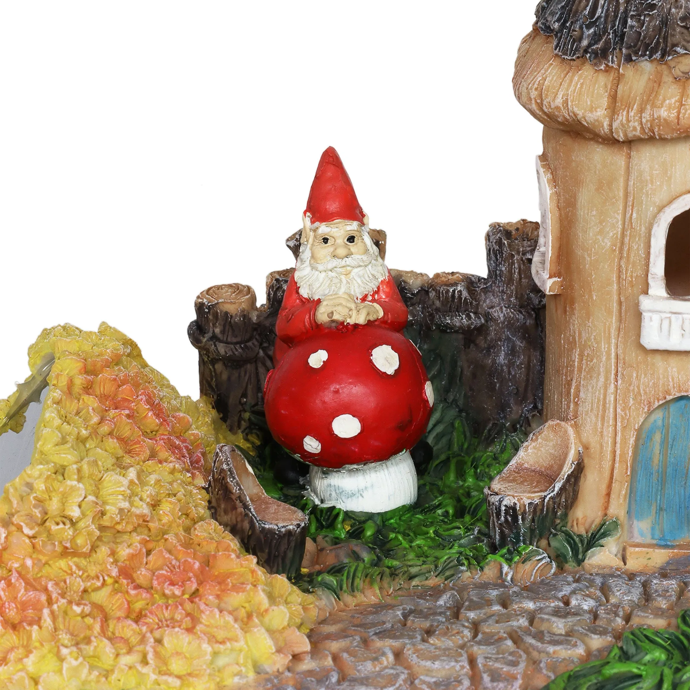 Solar Red Wagon with Mini Garden Statue, 6.5 by 8 Inches