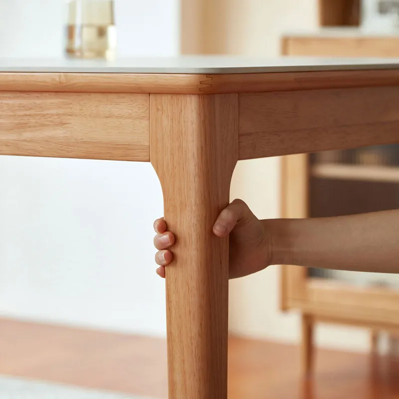 Solid Wood and Slate Dining Table