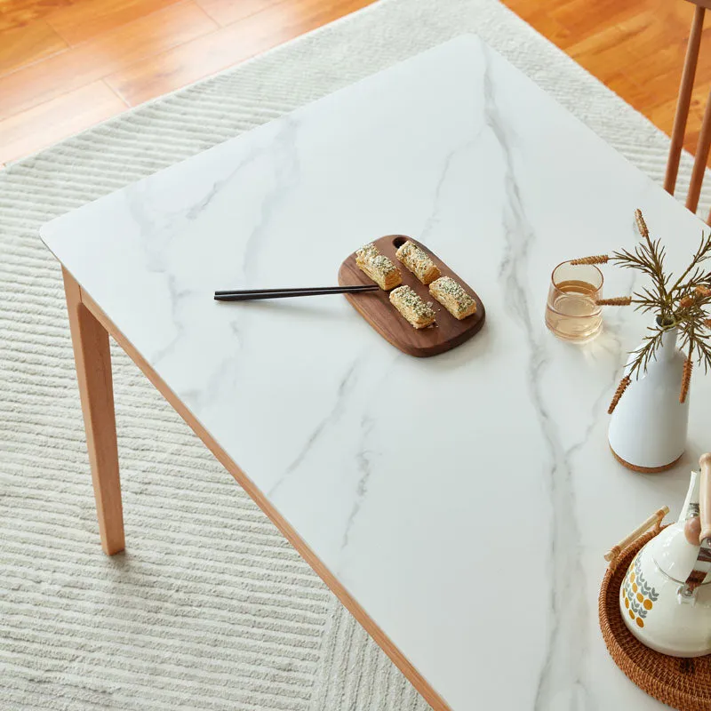 Solid Wood and Slate Dining Table
