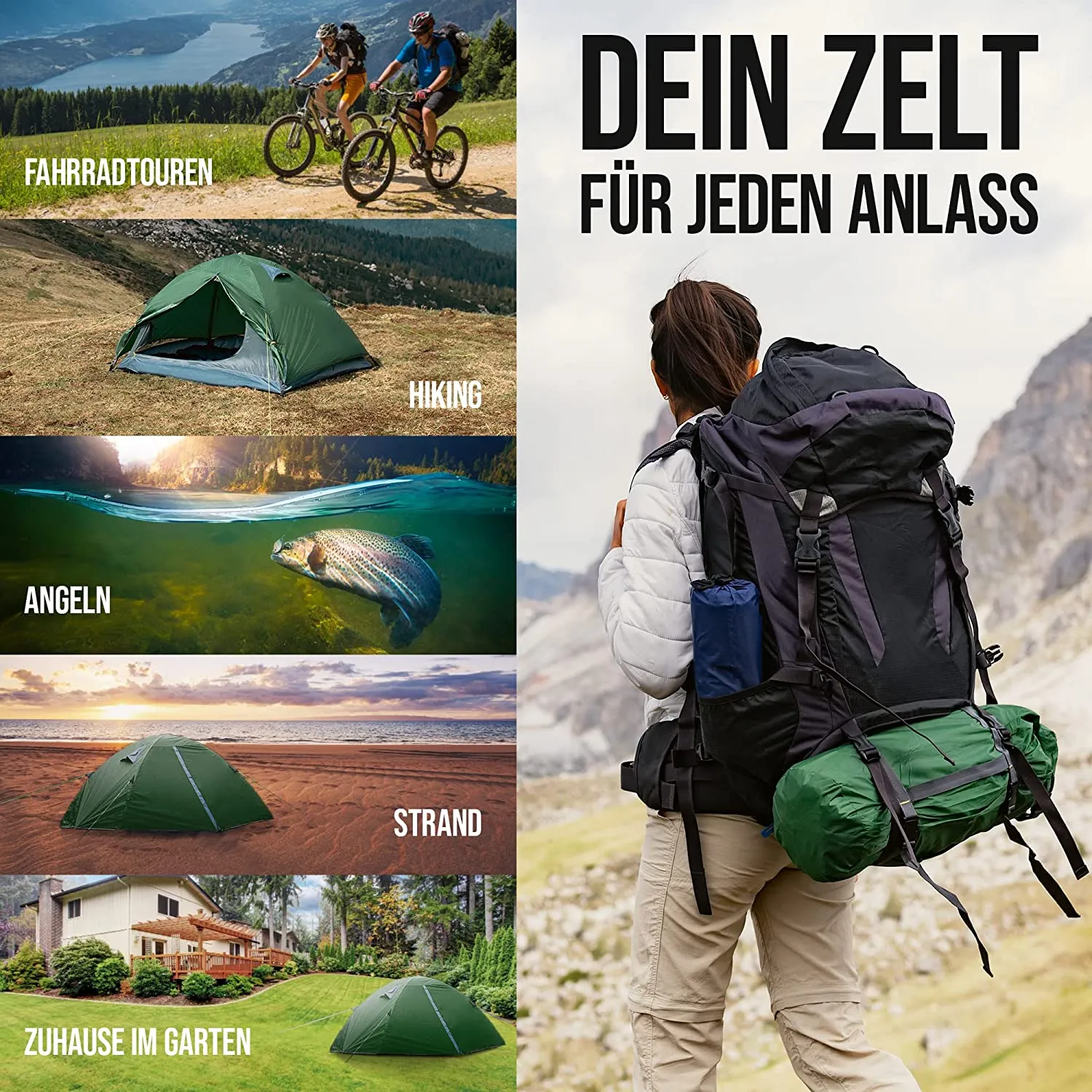 VALKENBERG Tent 1-2 Person - Ideal 1-2 Man Tent - Small Pack Size & Ultralight - Trekking Tent - Ideal as a Festival Tent, Trekking Tent or Fishing Tent - Outdoor Tent