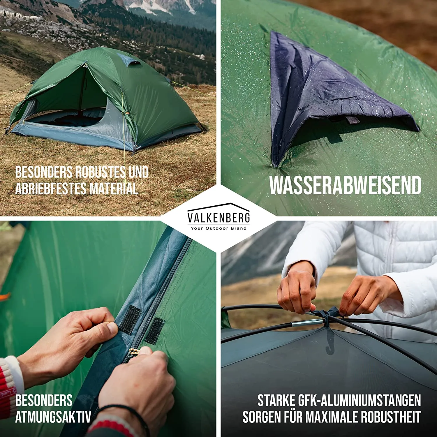 VALKENBERG Tent 1-2 Person - Ideal 1-2 Man Tent - Small Pack Size & Ultralight - Trekking Tent - Ideal as a Festival Tent, Trekking Tent or Fishing Tent - Outdoor Tent