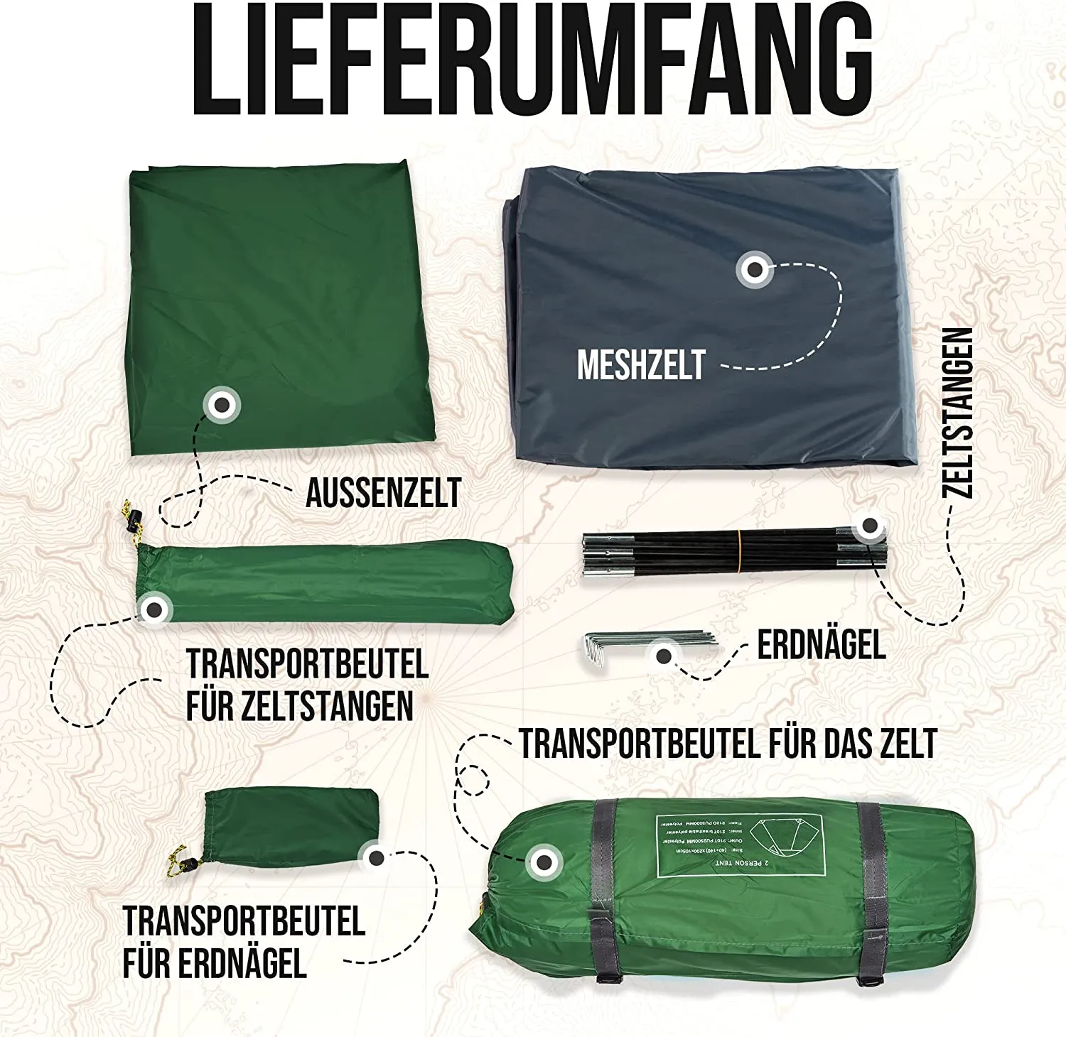 VALKENBERG Tent 1-2 Person - Ideal 1-2 Man Tent - Small Pack Size & Ultralight - Trekking Tent - Ideal as a Festival Tent, Trekking Tent or Fishing Tent - Outdoor Tent