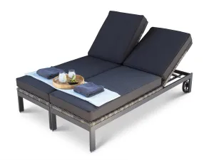 Verona Grey Rattan Double Sun Lounger Set