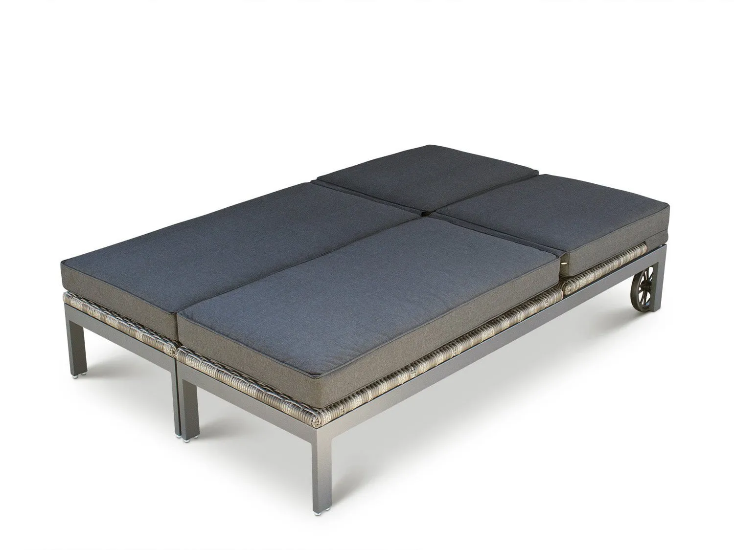 Verona Grey Rattan Double Sun Lounger Set