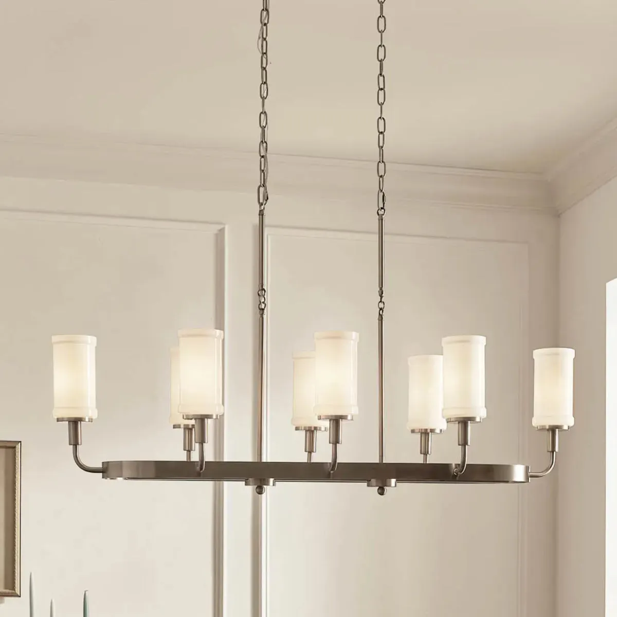 Vetivene 47" 8-Light Linear Chandelier, Classic Pewter Finish