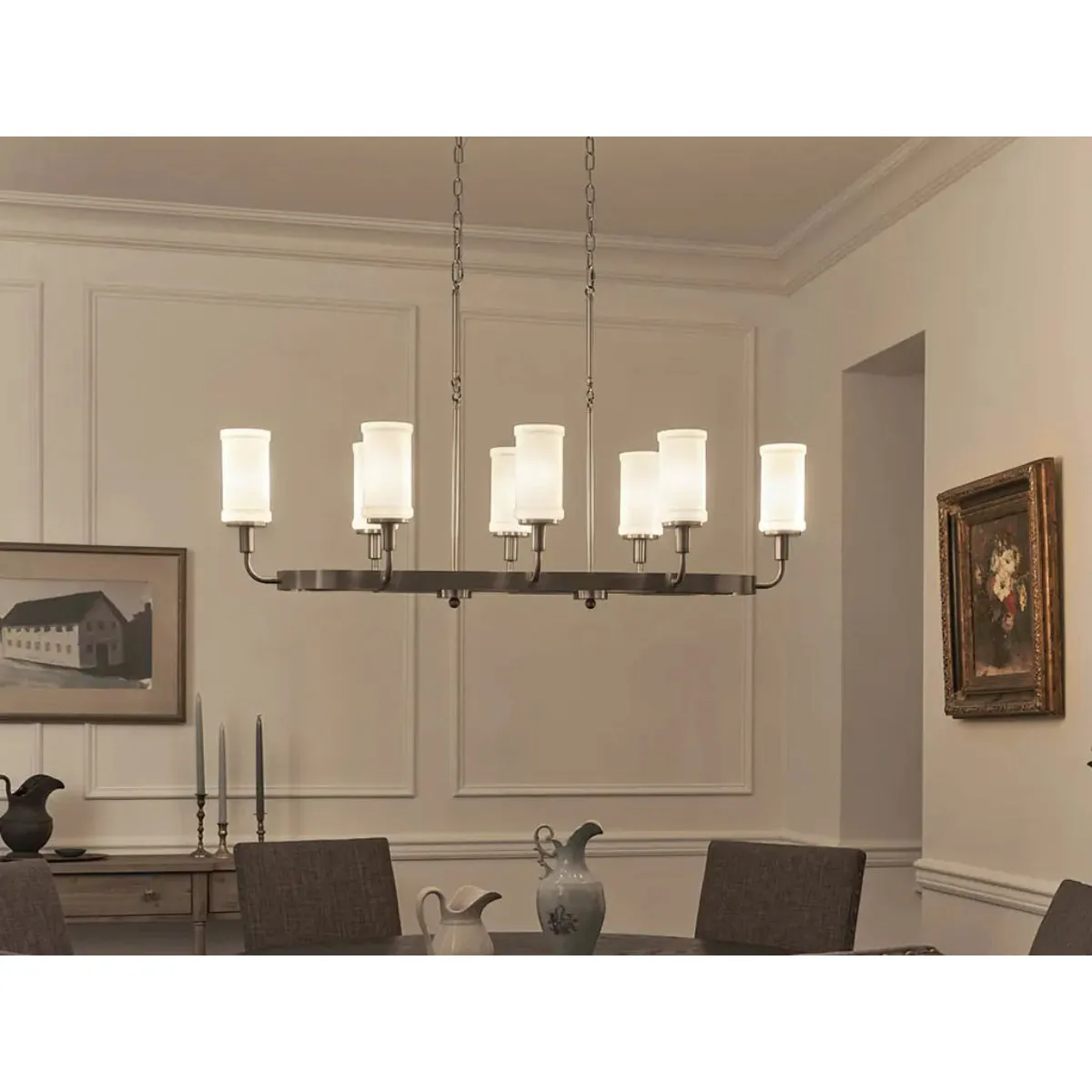 Vetivene 47" 8-Light Linear Chandelier, Classic Pewter Finish