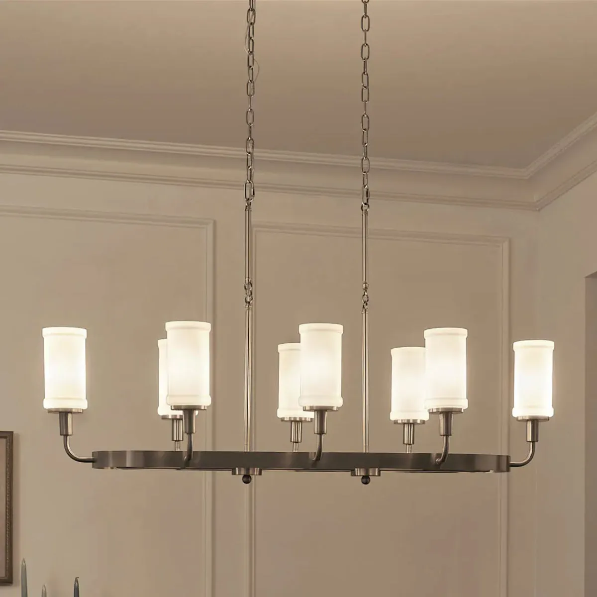 Vetivene 47" 8-Light Linear Chandelier, Classic Pewter Finish