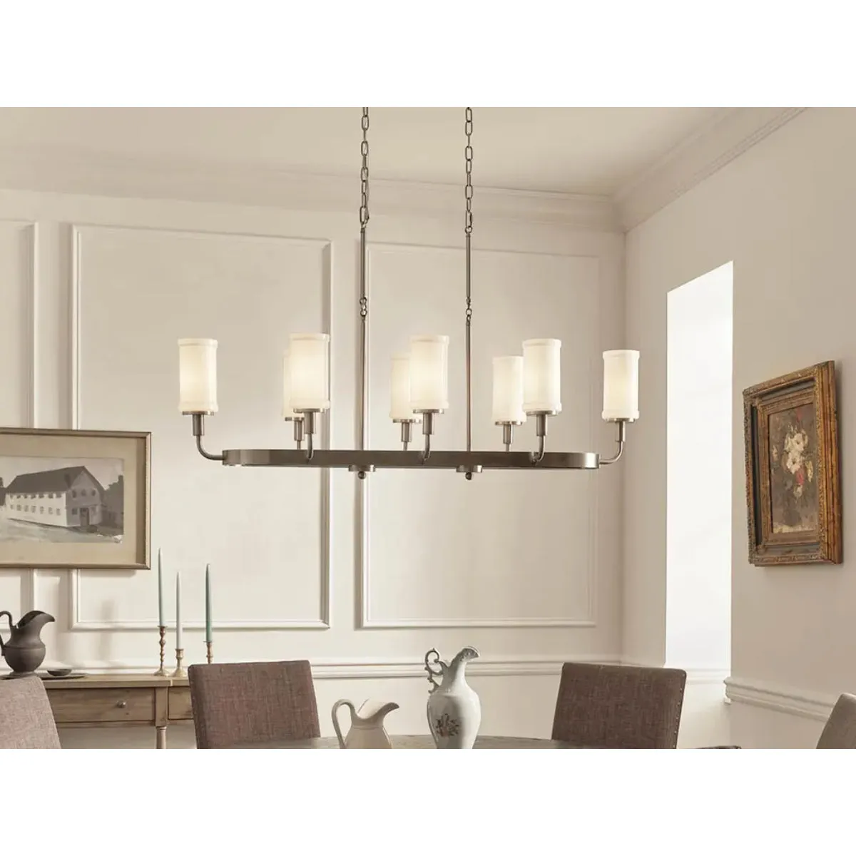 Vetivene 47" 8-Light Linear Chandelier, Classic Pewter Finish