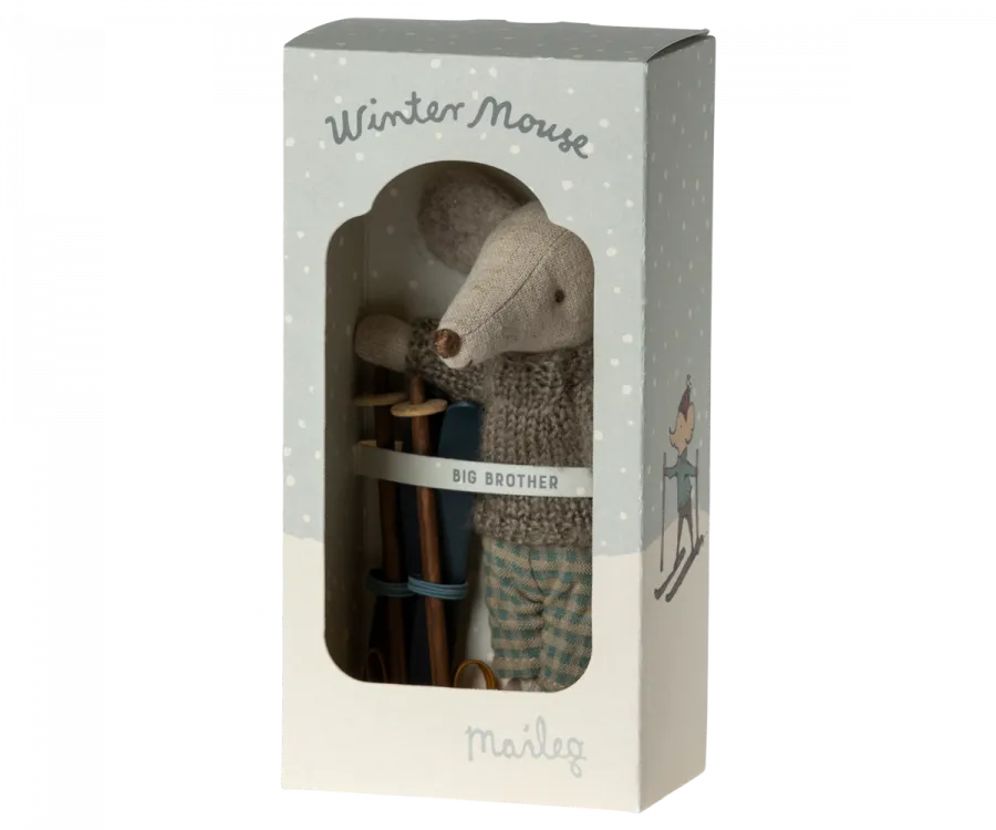 Winter Mouse with Ski Set, Big Brother by Maileg