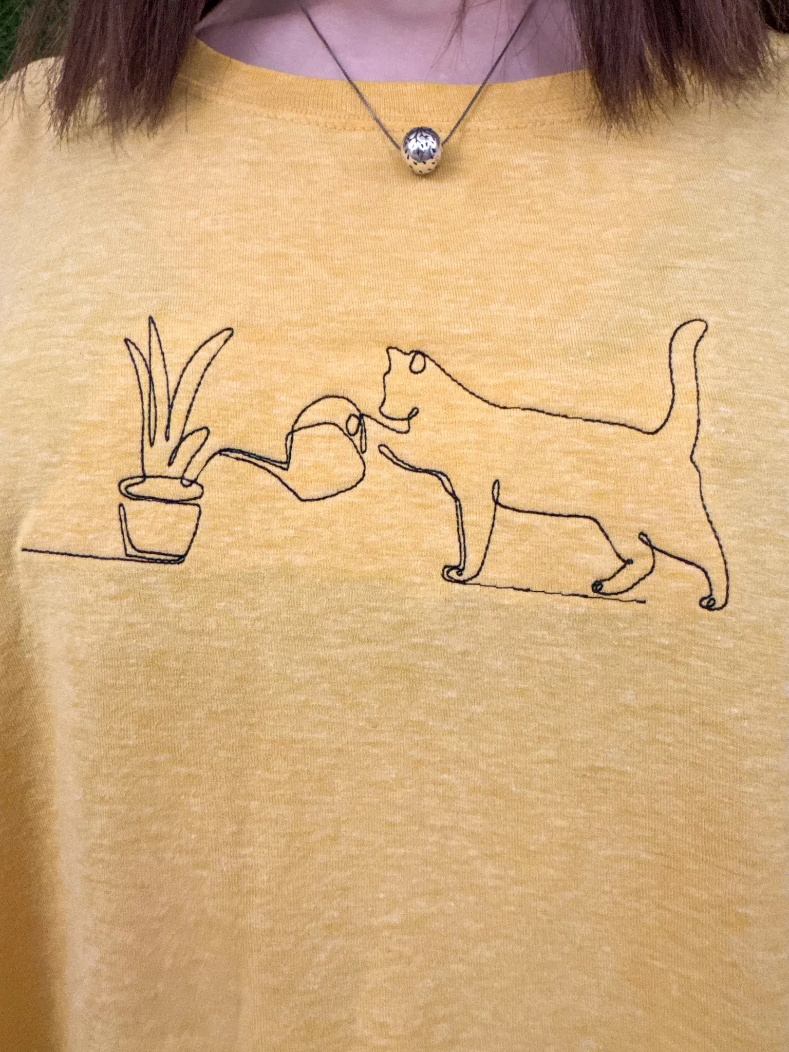 Yellow Plant Cat T-Shirt XL