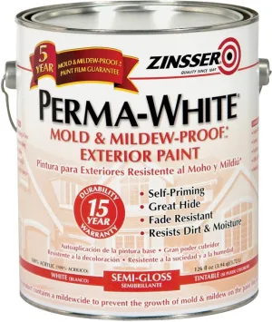 ZINSSER 03131 Exterior House Paint, Semi-Gloss, White, 1 gal Can :GAL: QUANTITY: 1